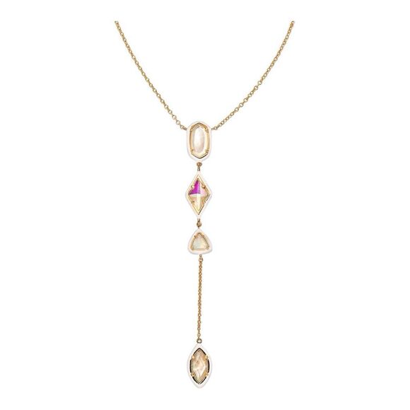 Kendra Scott Jewelry - Kendra Scott 14k Gold-Plated Color-Framed Stone 21” Adjustable Lariat Necklace
